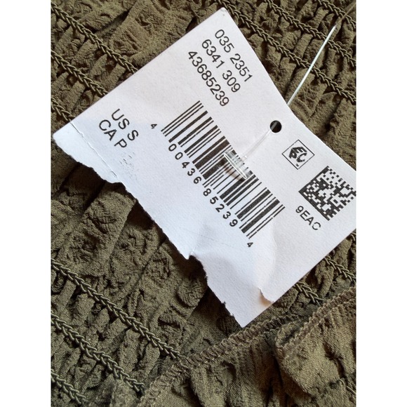 American Eagle Smocked Shirt Small Olive Green Peplum NWT Coquette NWT Milkmaid - Picture 6 of 11